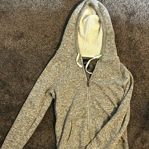 Gray Hooded Zip-Up Sweater